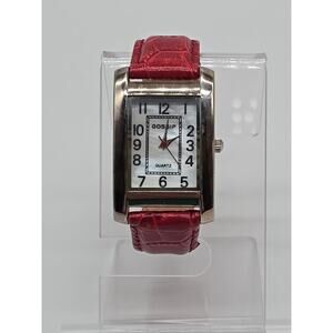 Gossip Ladies Wristwatch Mother of Pearl Analog Quartz Watch Red Leather Band